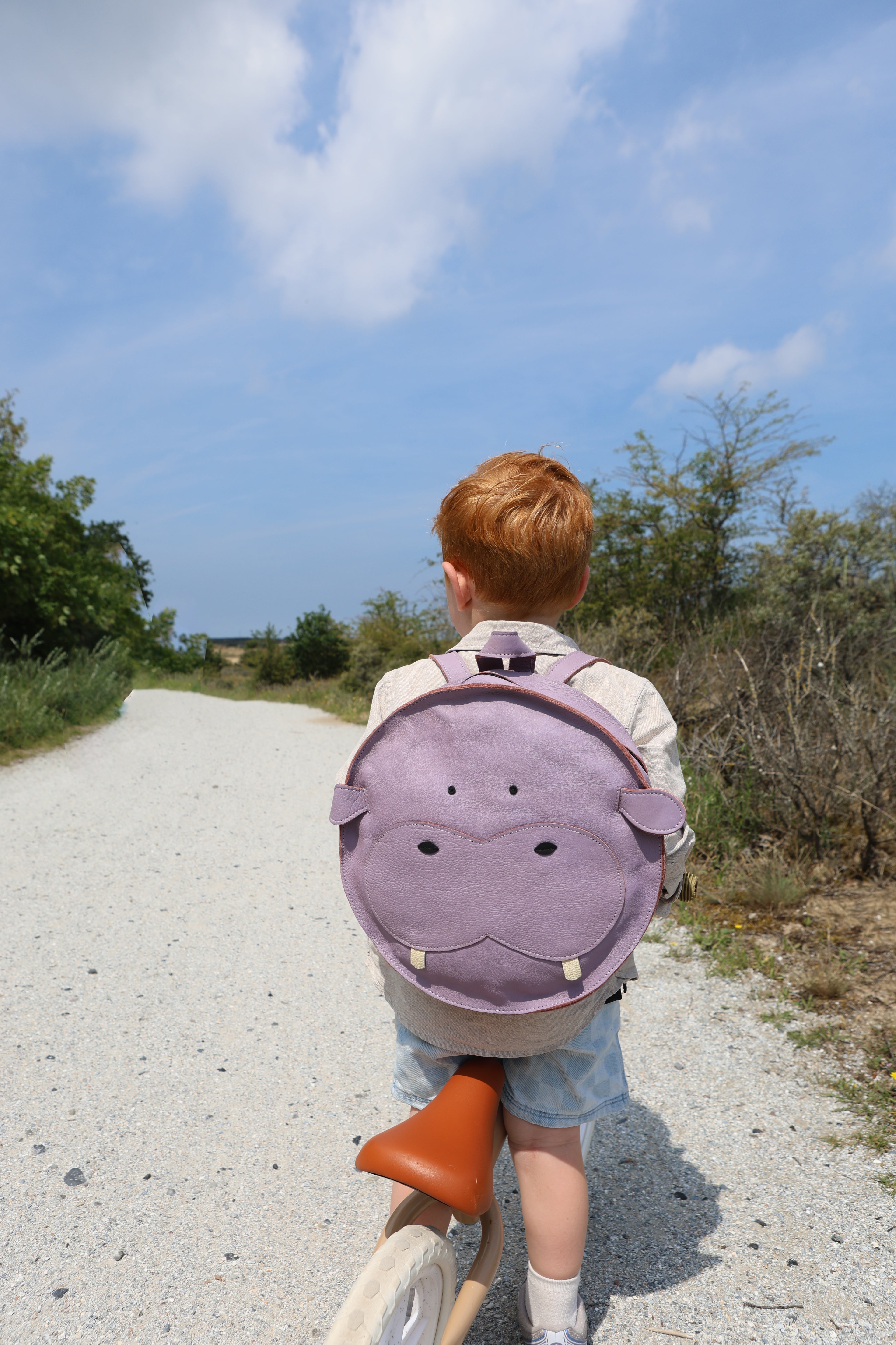 Hidde de Hippo | Leren kinderrugzak | Echt rundleer